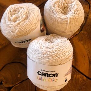 New Caron Cotton Cakes Yarn Cream Color - Knitting and Crochet 3 Full Skeins